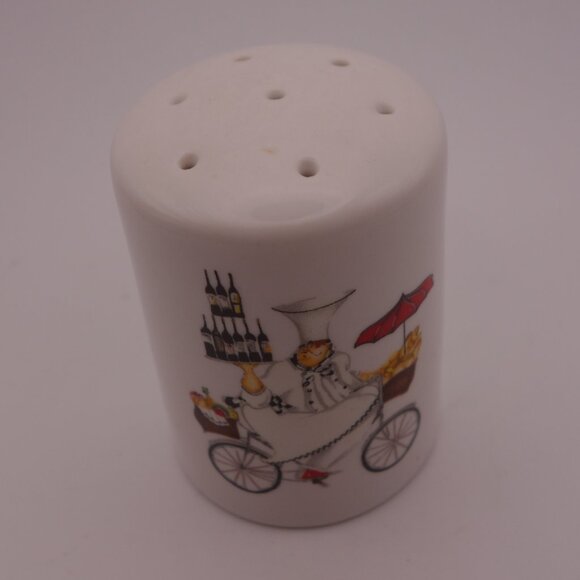 Oneida "Chefs to Go" Salt & Pepper Set featuring a Chef and a Waiter on Bicycle - Picture 11 of 13